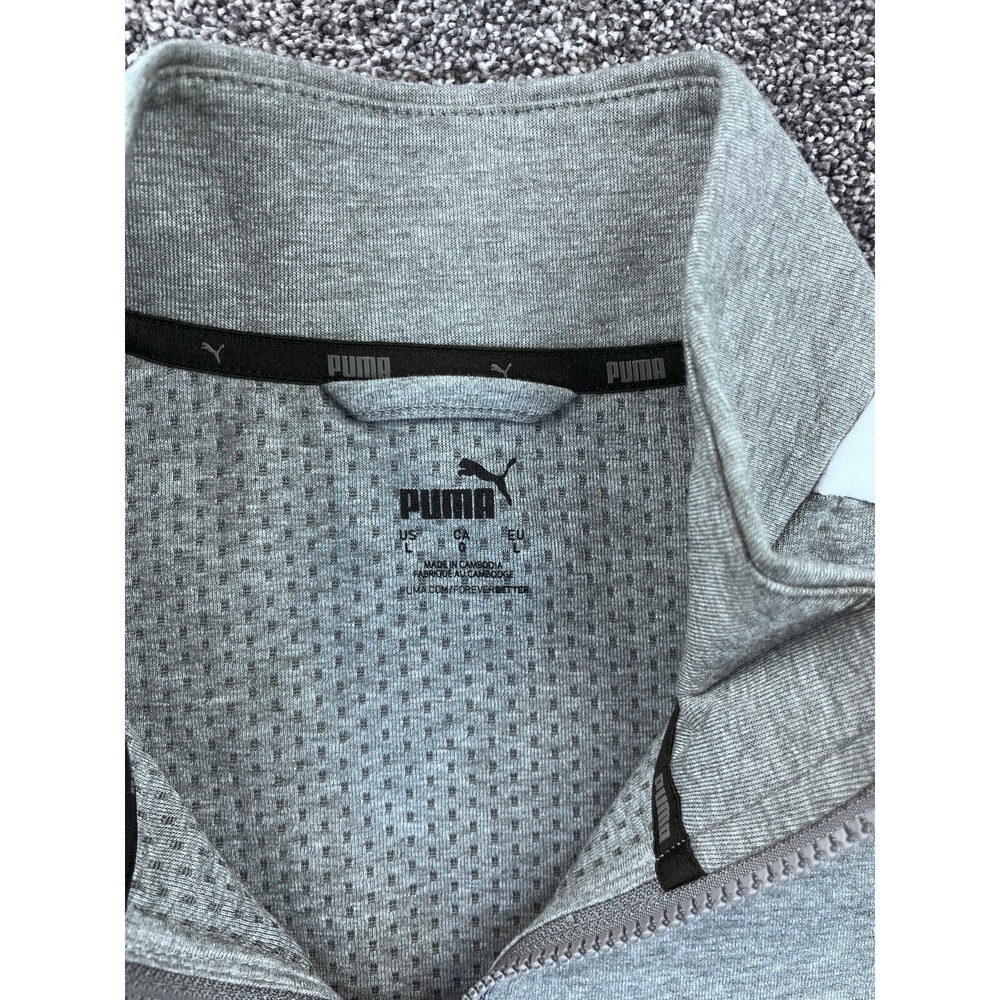 PUMA Track Jacket Mens‎ L 1/2 Front Zip Athletic Long Sleeve Pocket Gray - Picture 4 of 8